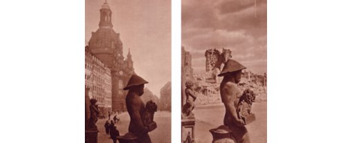 view to the Frauenkirche before and after the destruction