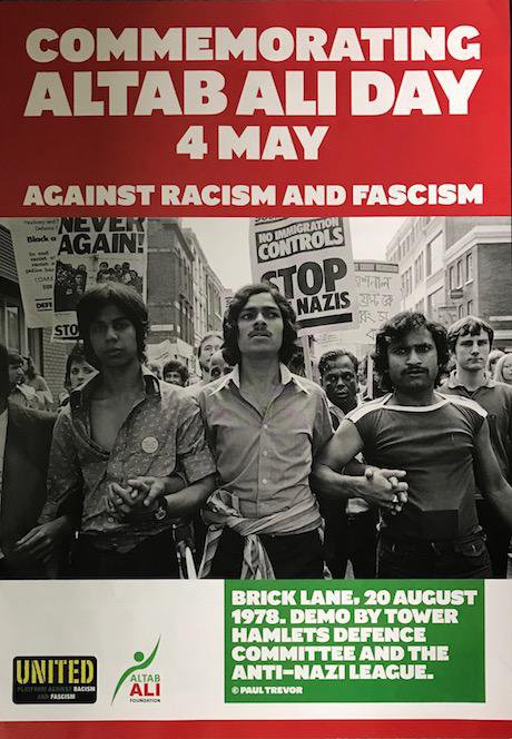 Pamphlet which reads Commemorating Altab Ali Day 4th May. Against racism and fascism