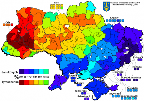  Результат президентских выборов 2010 года показали, что Украина географически разделена по партийной принадлежности СС Бабыч