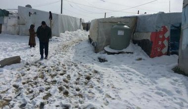 Al-Marj refugee camp, Beqaa, Lebanon 9/1/2015. At least 3 refugees have been killed by the storm so far. Photo by Syrian Eyes.