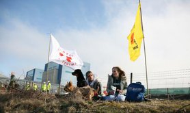 Demo at Hinkley Point on first anniversary of Fukushima disaster. 