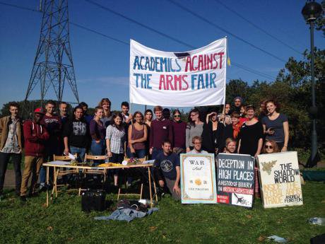 Academics against the arms fair.