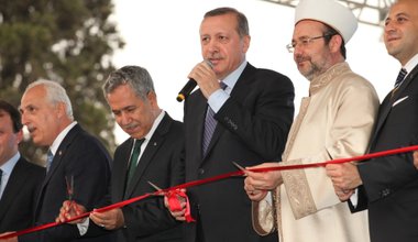Turkish PM Recep Erdogan gives a speech in Istanbul