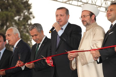 Turkish PM Recep Erdogan gives a speech in Istanbul