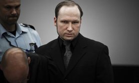 Anders Behring Breivik in court during the ninth week of his trial. 