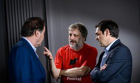 Oliver Stone, Slavoj Žižek and Alexis Tsipras at the 2013 Subversive Festival in Zagreb. Robert Crc. All rights reserved.