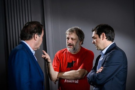 Oliver Stone, Slavoj Žižek and Alexis Tsipras at the 2013 Subversive Festival in Zagreb. Robert Crc. All rights reserved.