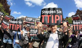 Protestors at an anti-TTIP demonstration in Hamburg, May 2014.