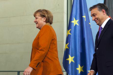 Chancellor Angela Merkel and PM Orbán in economic press conference.