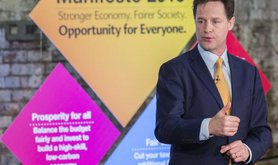 Then Liberal Democrat leader Nick Clegg at the party's manifesto launch for the 2015 general election.