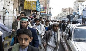 Houthis march in celebration of the Prophet's birthday, Sana'a, 2013.