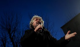 Comedian turned activist Beppe Grillo at a campaign rally in Livorno. Demotix/Giacomo Quilici. All rights reserved.