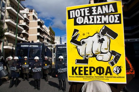 During an antifascist demonstration in Athens. Demotix/Kostas Pikoulas. All rights reserved.