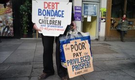 Union members protest over bank debt in Dublin