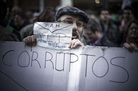 anti-eviction protest in Barcelona, 2013.