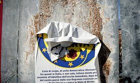 A destroyed campaign poster in Bologna. Demotix/Michele Lapini. All rights reserved.