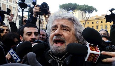 Beppe Grillo, leader of the Five Star Movement, seems to hold the political future of Italy in his hands. Demotix/Stefano Montesi. All rights reserved.