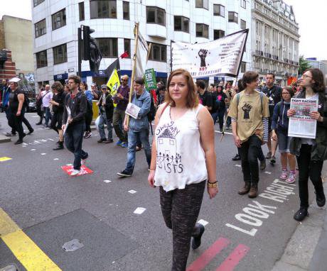 Anti-austerity protest in London, June 2015 amid the evictions of most residents from a Barnet housing estate.