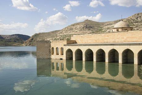 A mosque flooded on the Euphrates river.