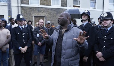Director Steve McQueen on the set of BBC mini-series Small Axe