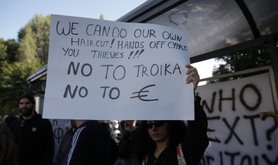 Protest against haircut in Cyprus