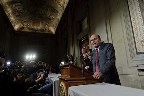 Democratic Party leader Pierluigi Bersani announces he failed to form a cabinet. Demotix/Stefano Montesi. All rights reserved.