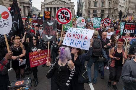 Protesters at an anti-austerity march in London, June 2015.