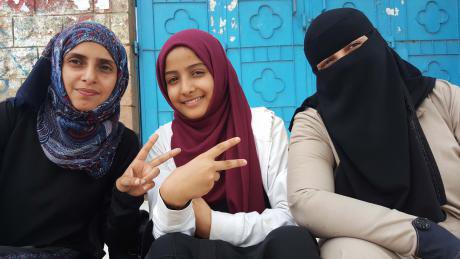 Human rights activist Reham Al-Bader (left).