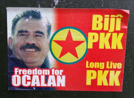 A sticker demanding the release of imprisoned PKK leader Abdullah Öcalan. (Photo by the author, 2016)