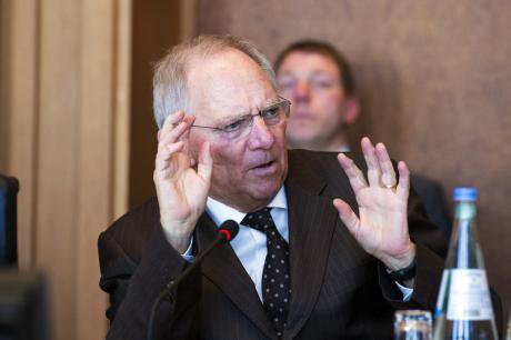 German Finance Minister, Schäuble talks to students, 2013.