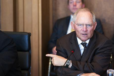 German Finance minister Schauble speaking on &#x27;Strong Euro - strong Europe&#x27;, 2013.