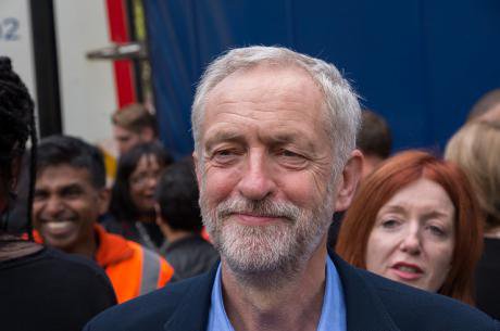 Jeremy Corbyn at the Refugees Welcome rally after winning the Labour leadership race.