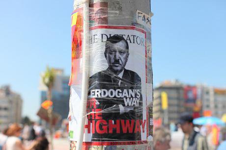 Prime Minister Erdogan described on this poster as a dictator
