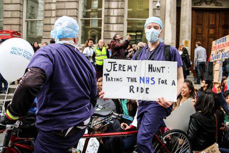Junior doctors protest contract changes in 2015.
