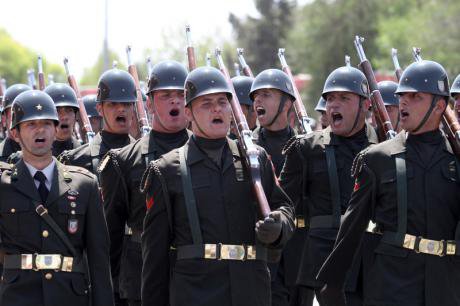 Turkish soldiers on army parade , 2013.