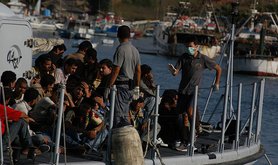 Migrants arriving at Lampedusa