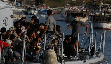 Migrants arriving at Lampedusa