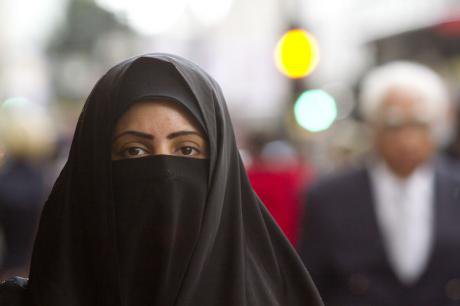 A Muslim woman wearing the niqab in central London