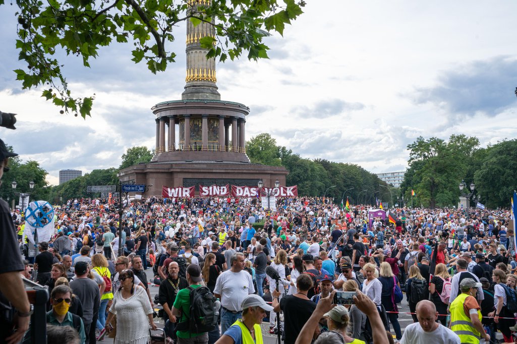 A large protest in Berlin, 29 August 2020