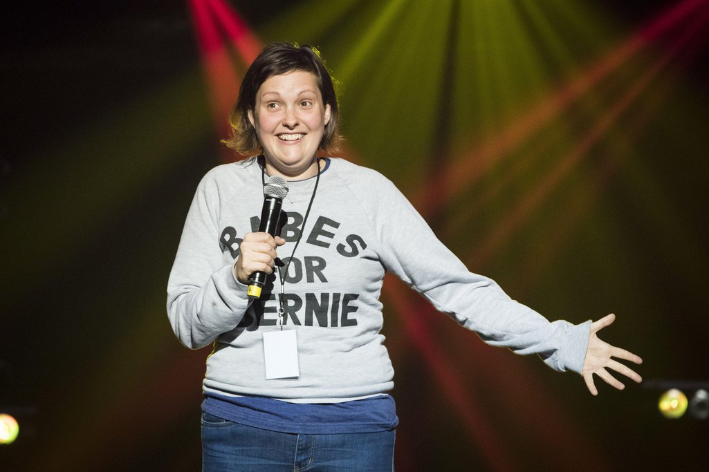 Josie Long on stage in 2016