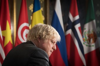 Boris Johnson chairs a session of the UN Security Council on climate and security at the Foreign, Commonwealth and Development Office in February 2021
