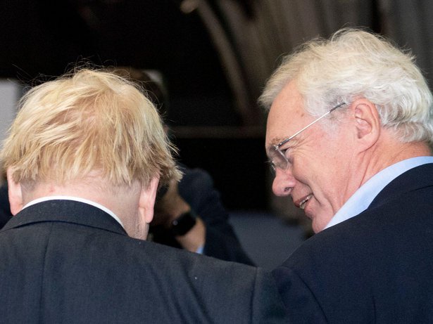 Boris Johnson and David Davis seen doing a walk around of conference at the Conservative party Conference, Manchester, UK. 5th Oct, 2021