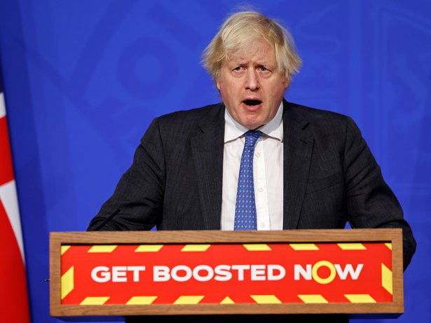 Prime Minister Boris Johnson during a media briefing in Downing Street, London, on coronavirus (Covid-19). Picture date: Wednesday December 15, 2021.