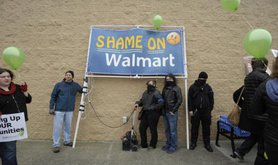 Protesters march on Walmart in Bellevue on Black Friday in 2013