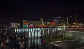 A projection entitled 'Twice upon a time' by Ucobo in Derry as part of UK City of Culture celebration