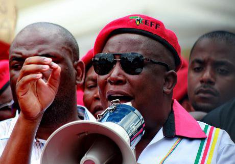 Economic Freedom Fighters leader Julius Malema during a speech in Houghton