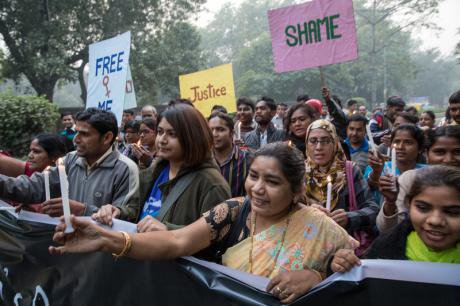 Indian protest mark first anniversary of Delhi gang rape. 