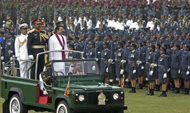 Mahinda Rajapaksa at a victory day parade, 2010. Demotix/Chamila Karunarathne. All rights reserved.
