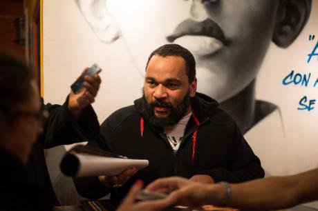 French comedian, Dieudonne with fans, 2014.