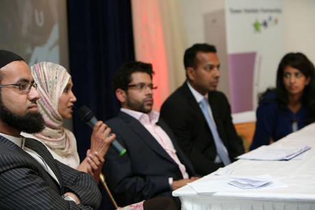Rabina Khan speaking at the Promoting British Muslims event in Tower Hamlets, London, 2009.